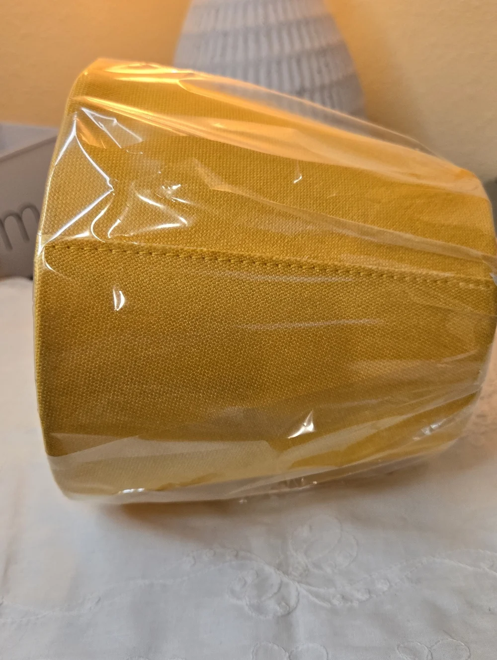 Yellow Fabric Drum Lamp Shade Small Farmhouse Style NWOT